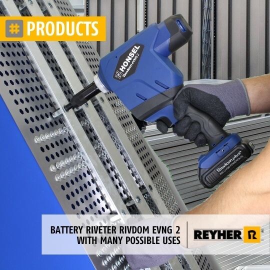 Battery riveter Rivdom eVNG 2 with many possible uses REYHER